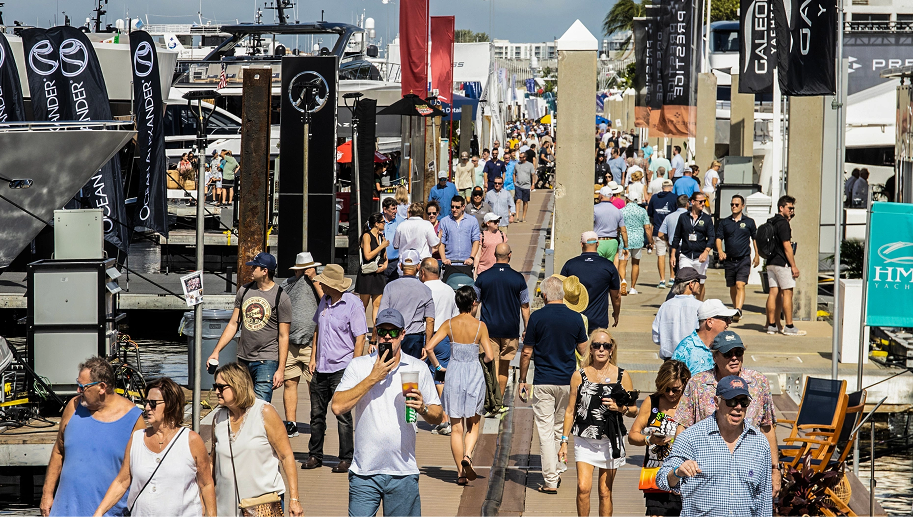 Bahia Mar Yachting Center main venue at Fort Lauderdale International Boat Show with yacht displays