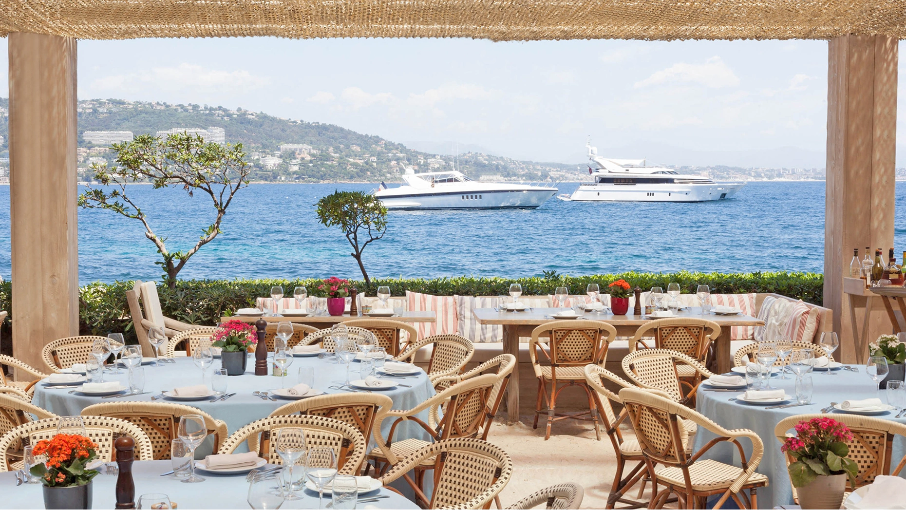 La Guérite island restaurant Île Sainte-Marguerite accessible by yacht with Mediterranean terrace dining