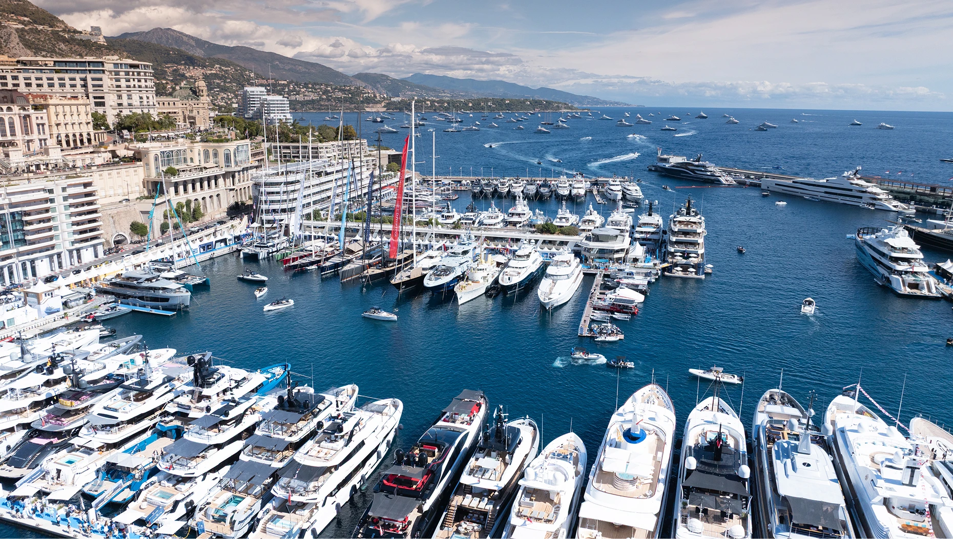 Port Hercule dockside superyachts over 50 meters in-water display at Monaco Yacht Show 2026