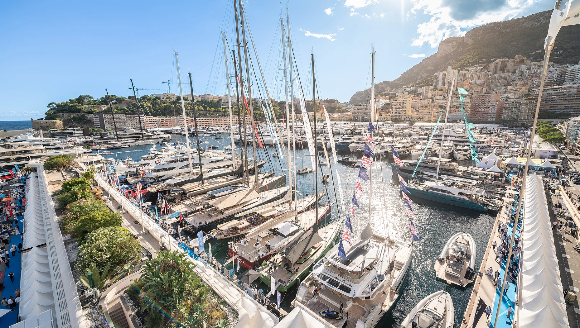 Luxury sailing yachts world premiere exhibition at Monaco Yacht Show with performance sailing vessels