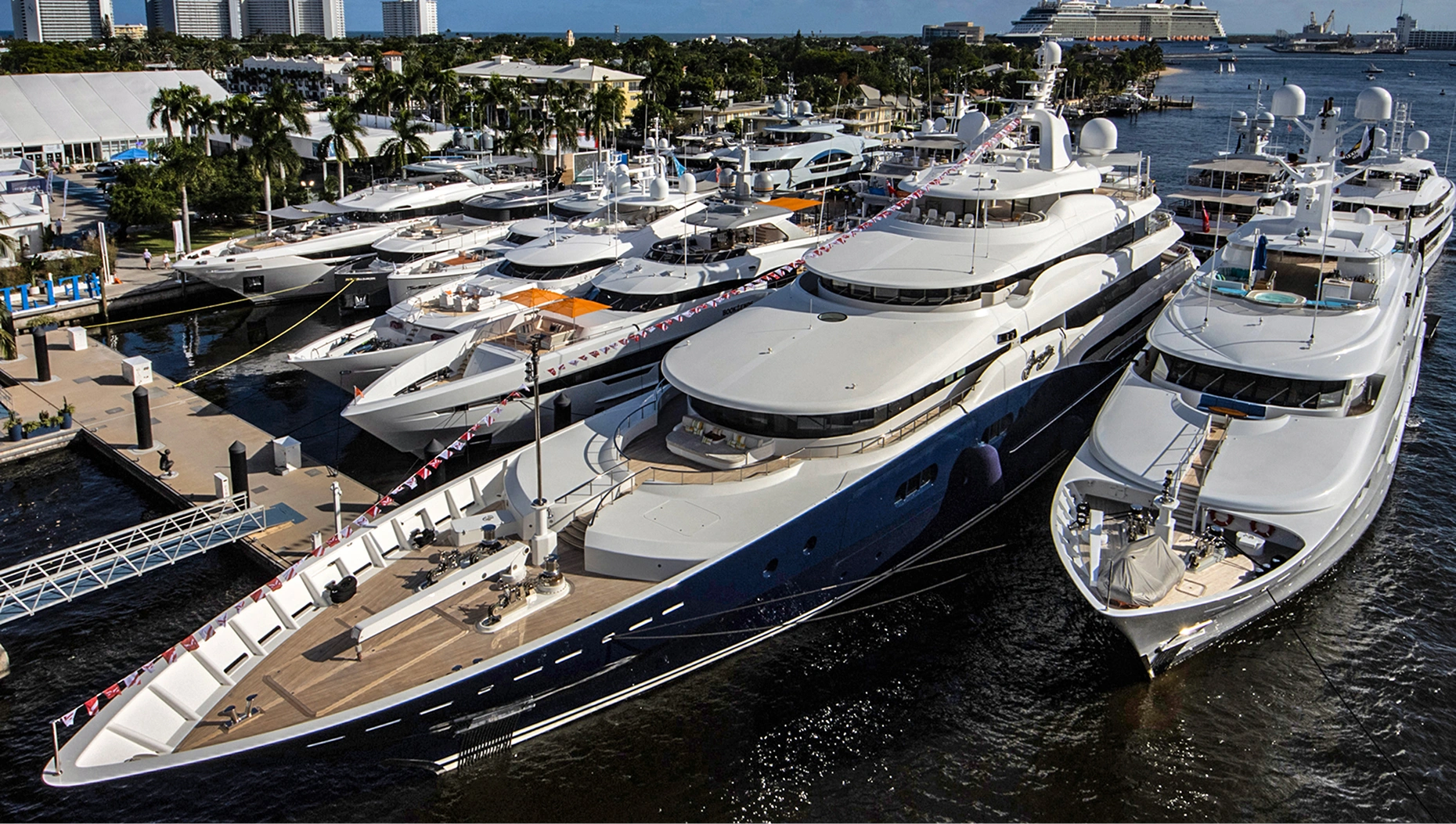 Superyachts over 100 feet on display at Pier 66 South Superyacht Village Fort Lauderdale