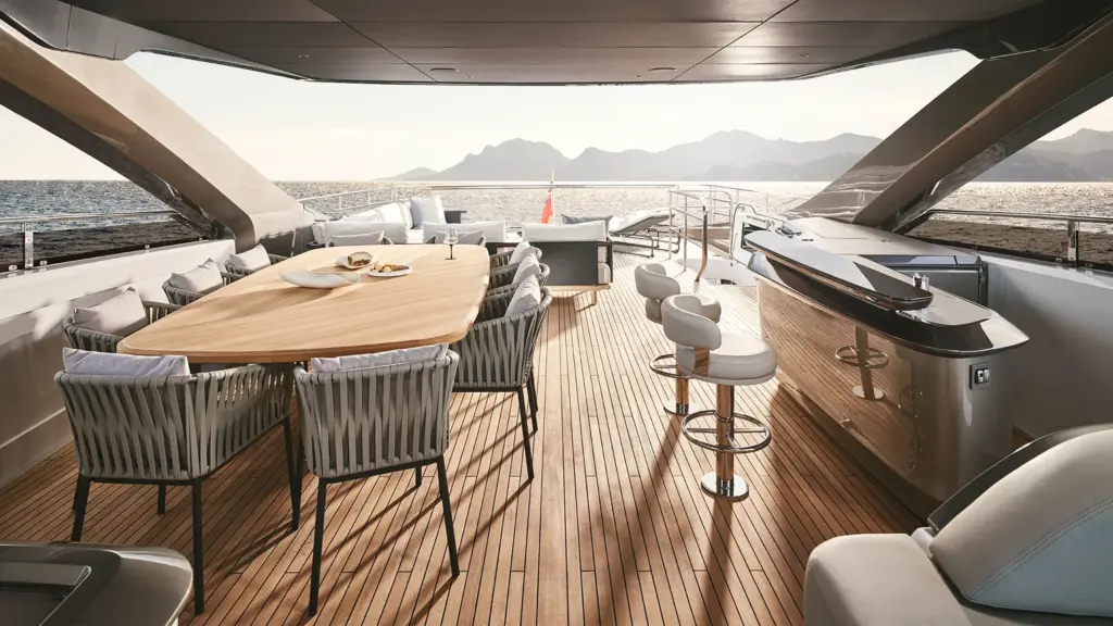 Princess Y95 flybridge dining area