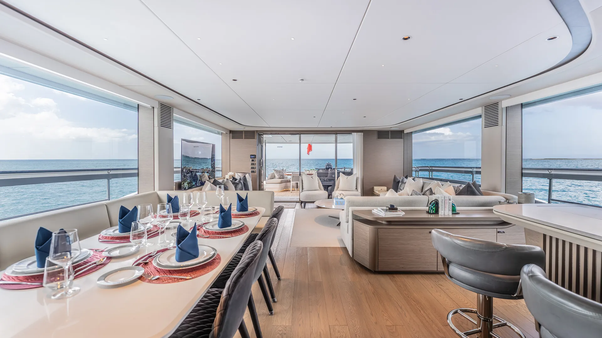 Princess X95 yacht formal dining space