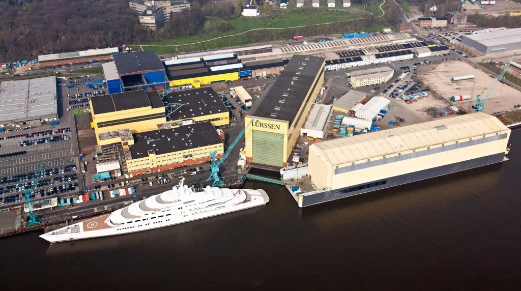 Lürssen shipyard in Bremen, Germany, where Project M is under construction